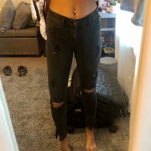 black faded jeans